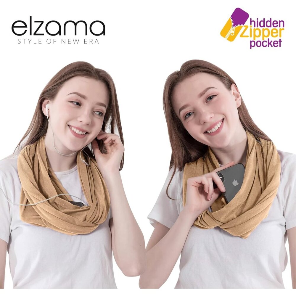 Infinity Loop Solid Color Scarf With Hidden Zippe… - image 4